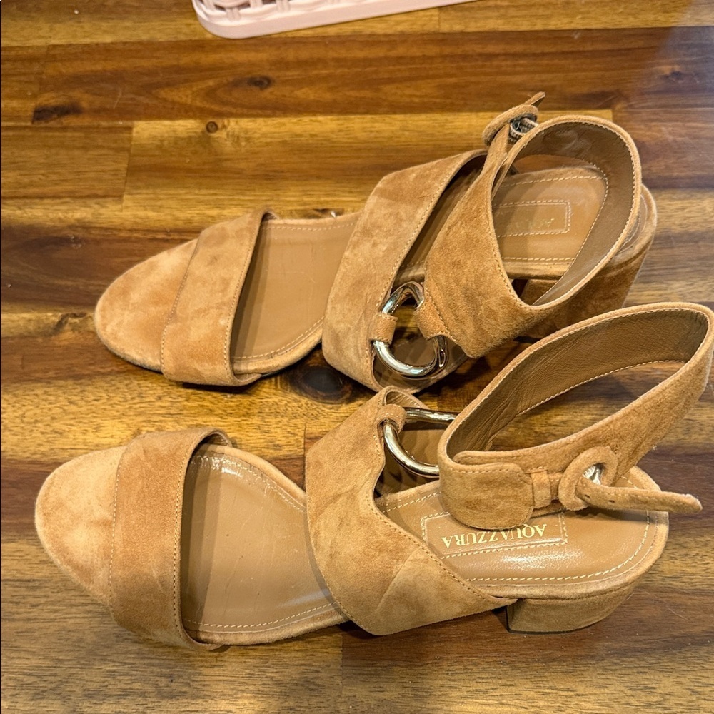Aquazzura Safari Suede Sandals in Camel size 38 - Picture 4 of 6